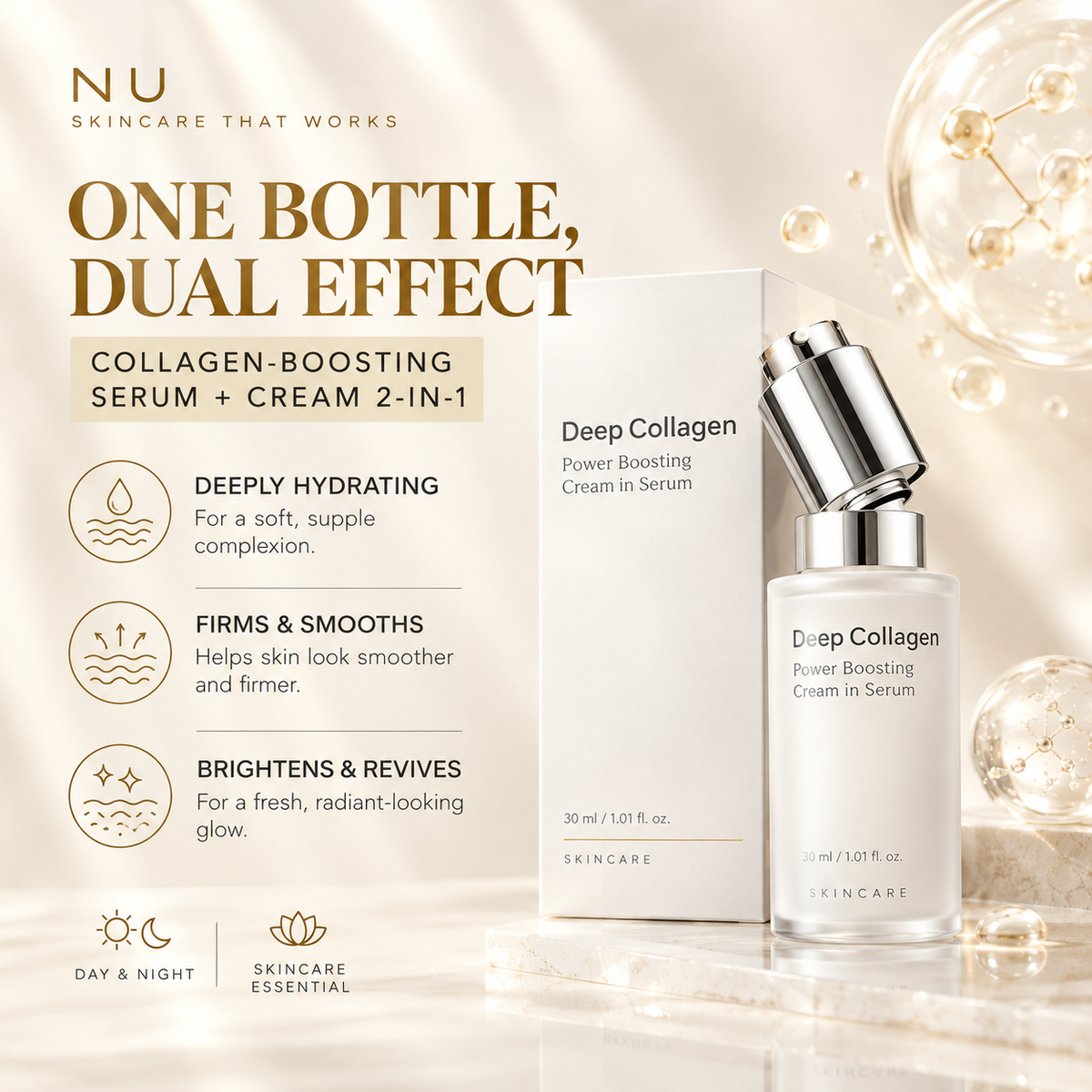 Deep collagen power boosting cream in serum